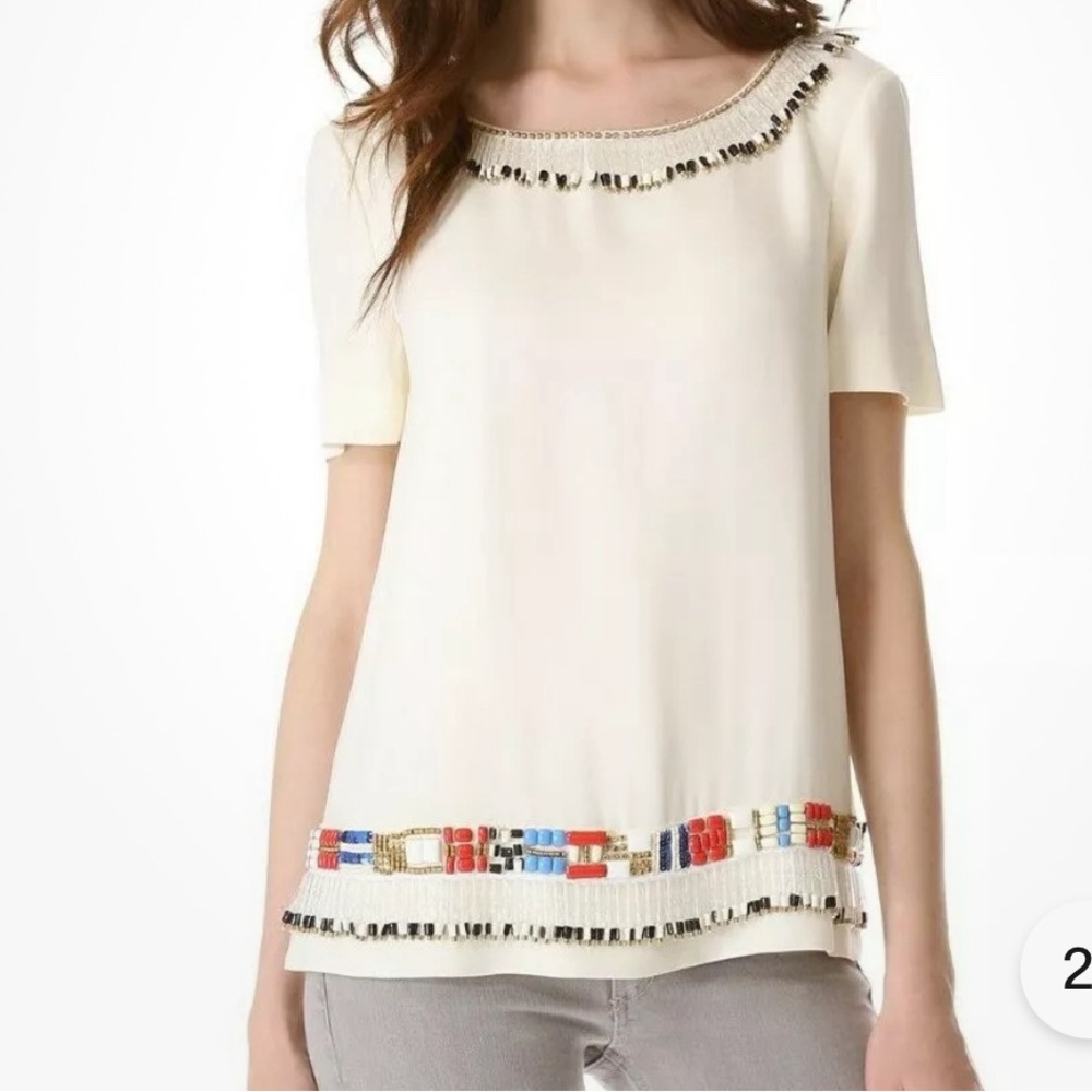 Tory Burch Cream Blouse with Colorful Accents
